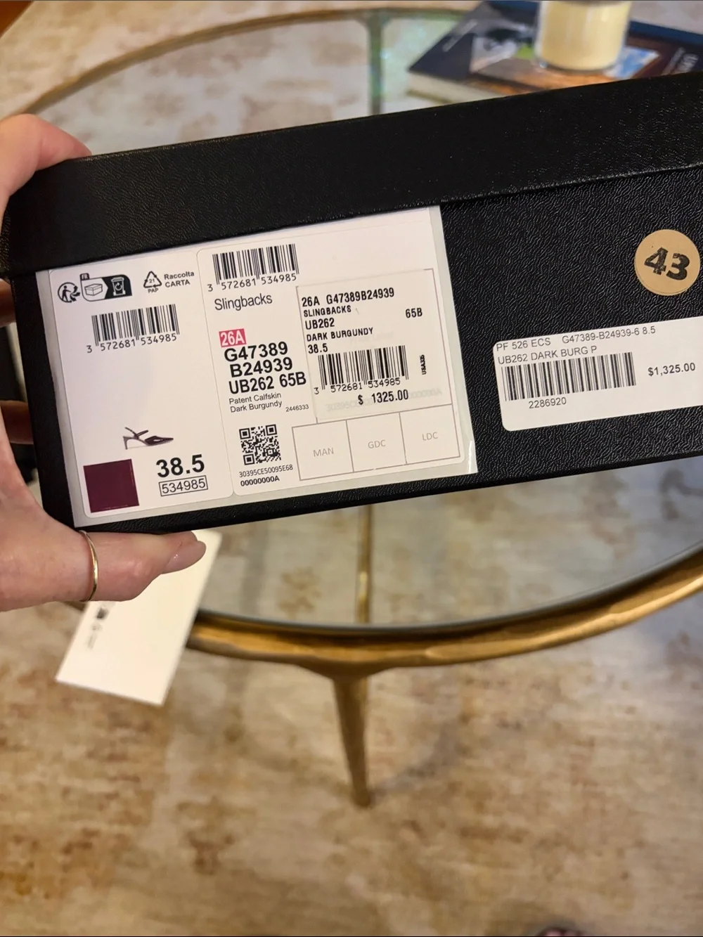 CHANEL Burgundy Patent Leather Square-Toe Slingback Mules. Brand New. Size 8.5